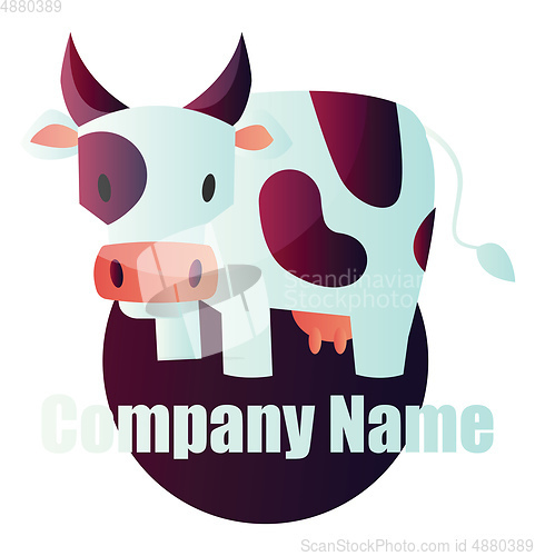 Image of Cow with purple marks in front of purple circle vector logo desi