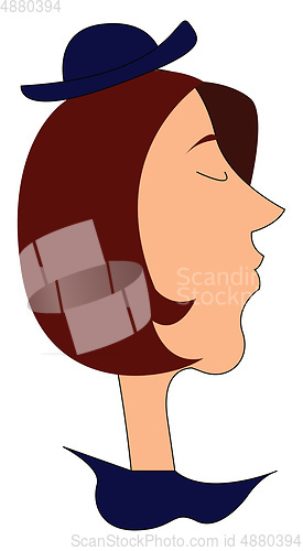 Image of Woman with a litlle blue hatillustration vector on white backgro