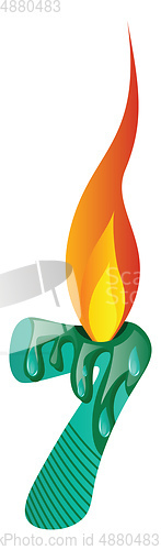 Image of Green numbere seven burning illustration vector on white backgro