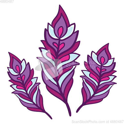 Image of Bright purple feathers in various size vector or color illustrat