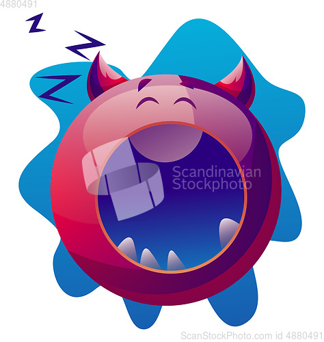 Image of Sleepy cartoon purple monster vector illustartion on white backg
