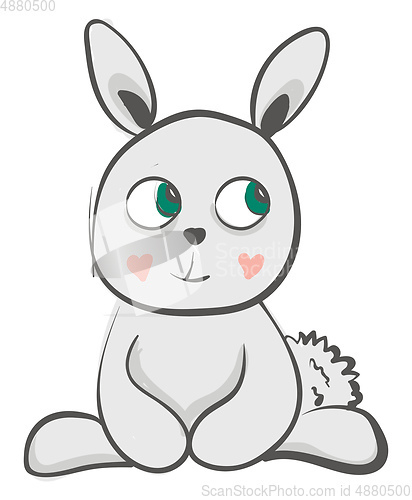Image of A blushing baby grey hare with its bushy tail vector color drawi