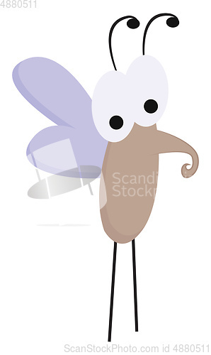 Image of Cartoon brown mosquito vector or color illustration