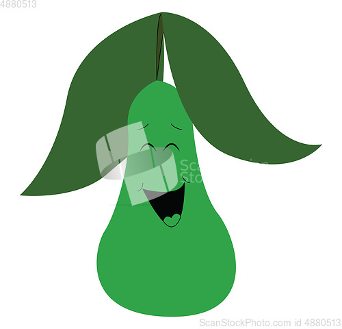 Image of Happy green pear illustration vector on white background