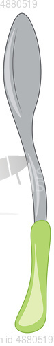 Image of Clipart of a thin spoon with a green handle vector or color illu