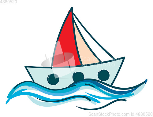 Image of Sailboat floating in the blue water vector or color illustration