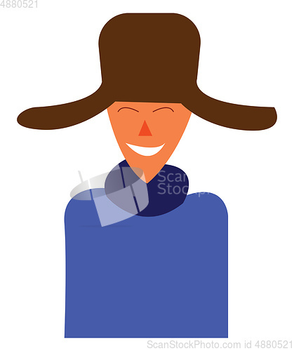 Image of Happy man in warm winter clothes vector or color illustration