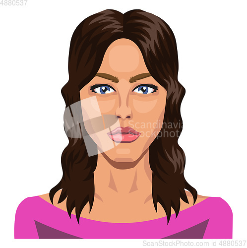 Image of Handsome girl with blue eyes and long hair illustration vector o