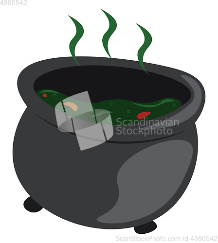 Image of A black witch cauldron with steaming green portion vector color 