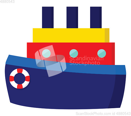 Image of A blue cartoon ship with chimneys looks cute vector or color ill
