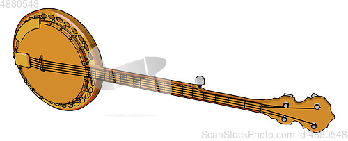 Image of  long necked string instrument Tanpura vector or color illustrat