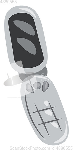 Image of A grey flip phone vector or color illustration