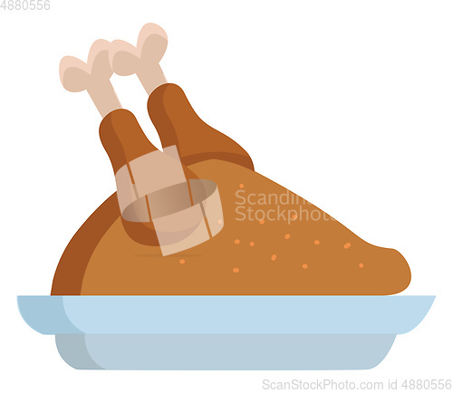 Image of A whole cooked chicken vector or color illustration