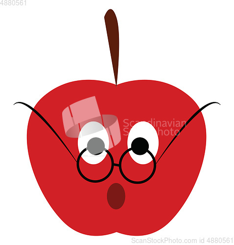 Image of Granny apple with round eyeglass vector or color illustration