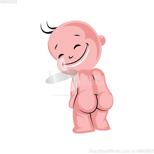 Image of Baby showing butt and smilling vector illustration on a white ba