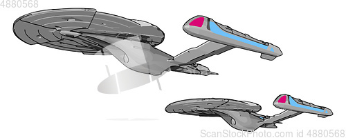 Image of Fantasy Imperial spaceship vector illustration on white backgrou