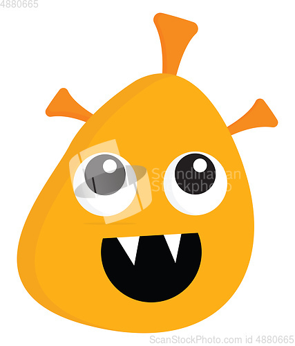 Image of Clipart of a yellow-colored happy monster set on isolated white 