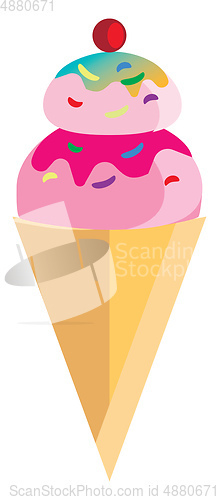 Image of Soft serve with cherry on the top vector or color illustration