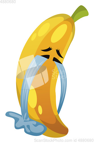 Image of Banana crying illustration vector on white background