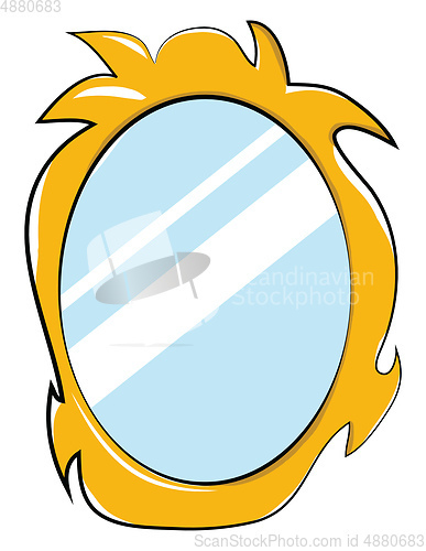 Image of A mirror with beautiful golden frame vector color drawing or ill