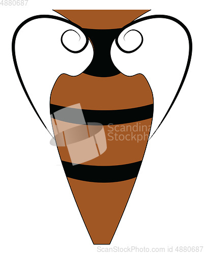 Image of Brown and black vintage style vase vector illustration on white 