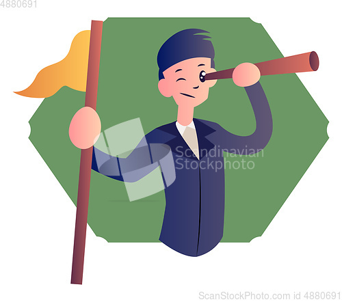 Image of Cartoon boy with telescope vector illustartion on white backgrou