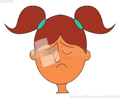 Image of A little sad girl vector or color illustration