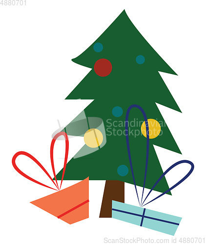 Image of A decorated christmas tree vector or color illustration