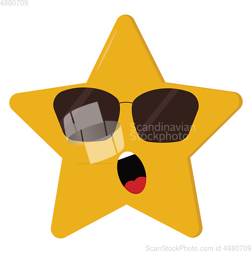 Image of A dismayed five-pointed cartoon yellow star vector or color illu