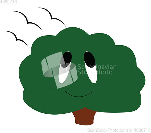 Image of A small happy green tree vector or color illustration