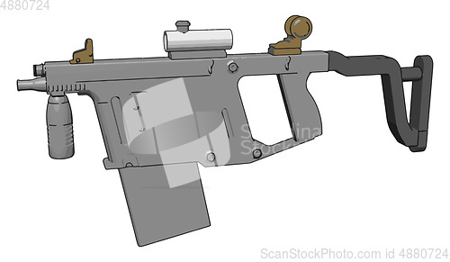 Image of 3D vector illustration on white background of a military rifle
