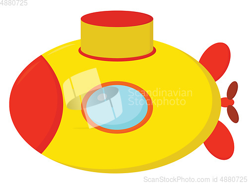 Image of A cute little orange and yellow cartoon submarine vector or colo