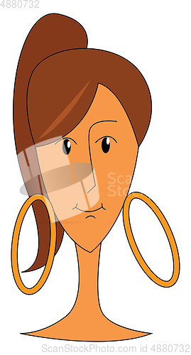 Image of A lady wearing big circular earrings looks beautiful vector or c