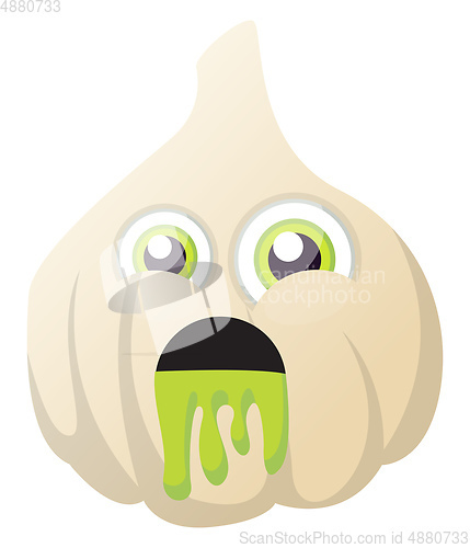 Image of Garlic is feeling sick illustration vector on white background