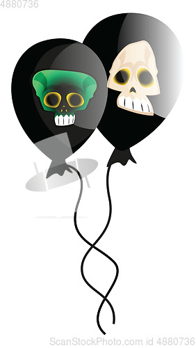 Image of Vector illustration of two black baloons with white and green sc