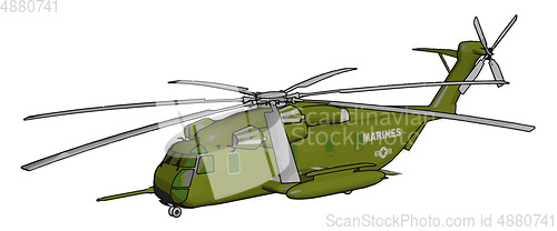 Image of 3D vector illustration on white background of a green military h