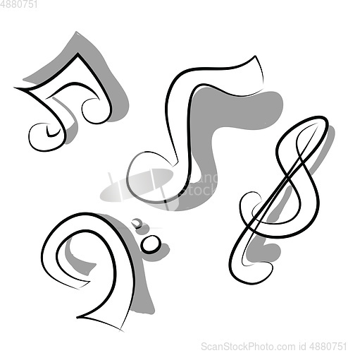 Image of Black and white doodle of the musical notes to play vector color