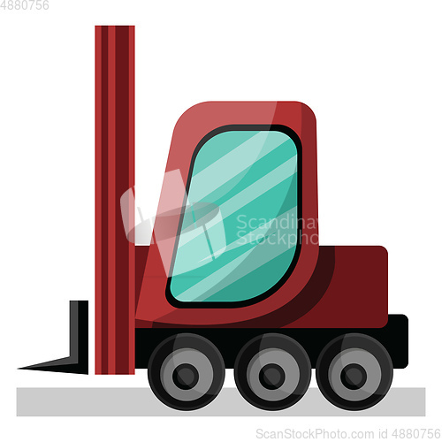 Image of red cartoon lift truck vector illustration on white background.