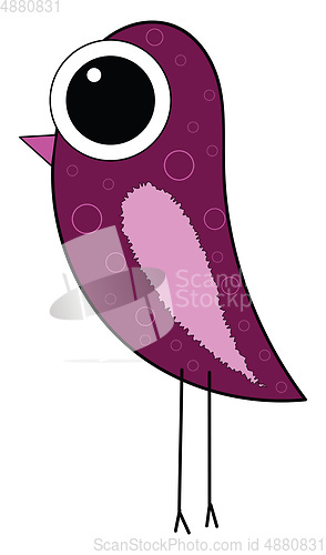 Image of Cartoon purple bird set on isolated white background viewed from