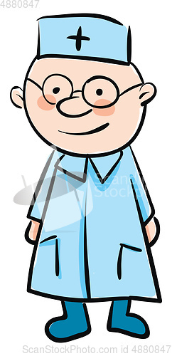 Image of Simple cartoon of a doctor in robe vector illustration on white 