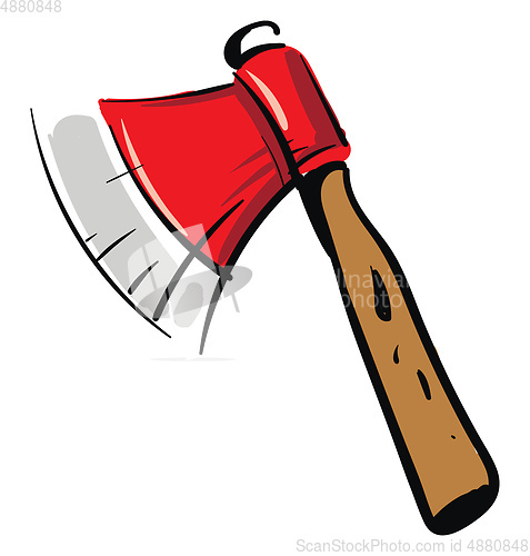 Image of Red ax with wooden handle vector illustration on white backgroun