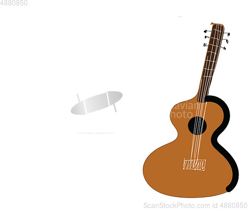Image of Simple vector illustration of a light brown acoustic guitar whit