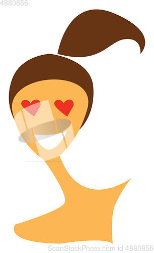 Image of A girl with heart eyes vector or color illustration
