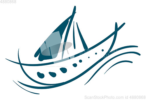 Image of Sailing boat painting vector or color illustration