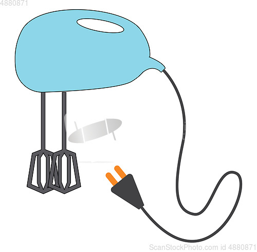 Image of Light blue kitchen mixer with cable vector illustration on white