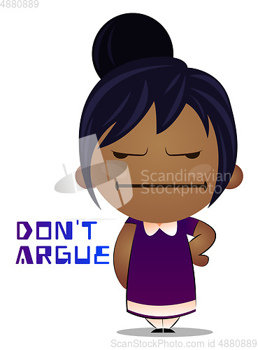 Image of Little girl is don\'t want to argue, illustration, vector on whit