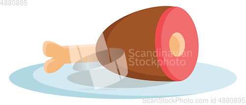 Image of A large piece of cooked meat served on a plate vector or color i