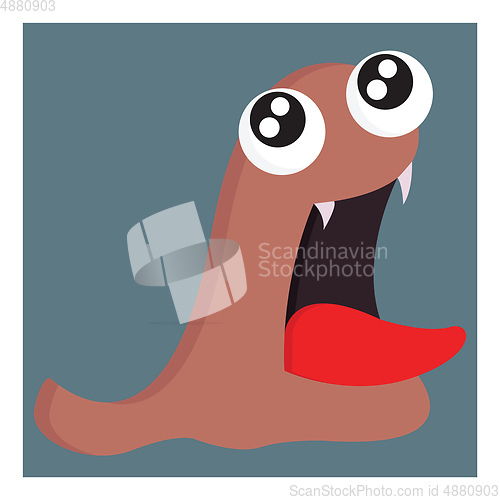 Image of Brown blob monster with open mouth vector illustration on white 