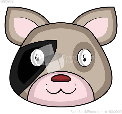 Image of White cartoon dog with black detail vector illustartion on white