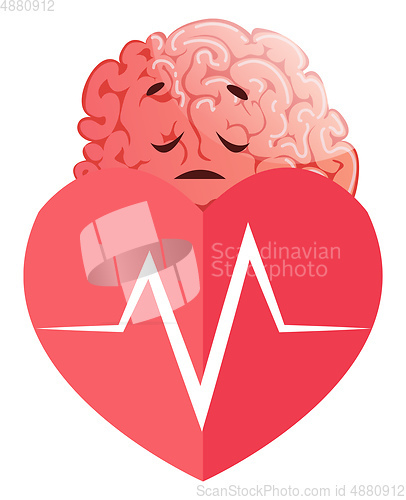 Image of Brain has heart issues, illustration, vector on white background